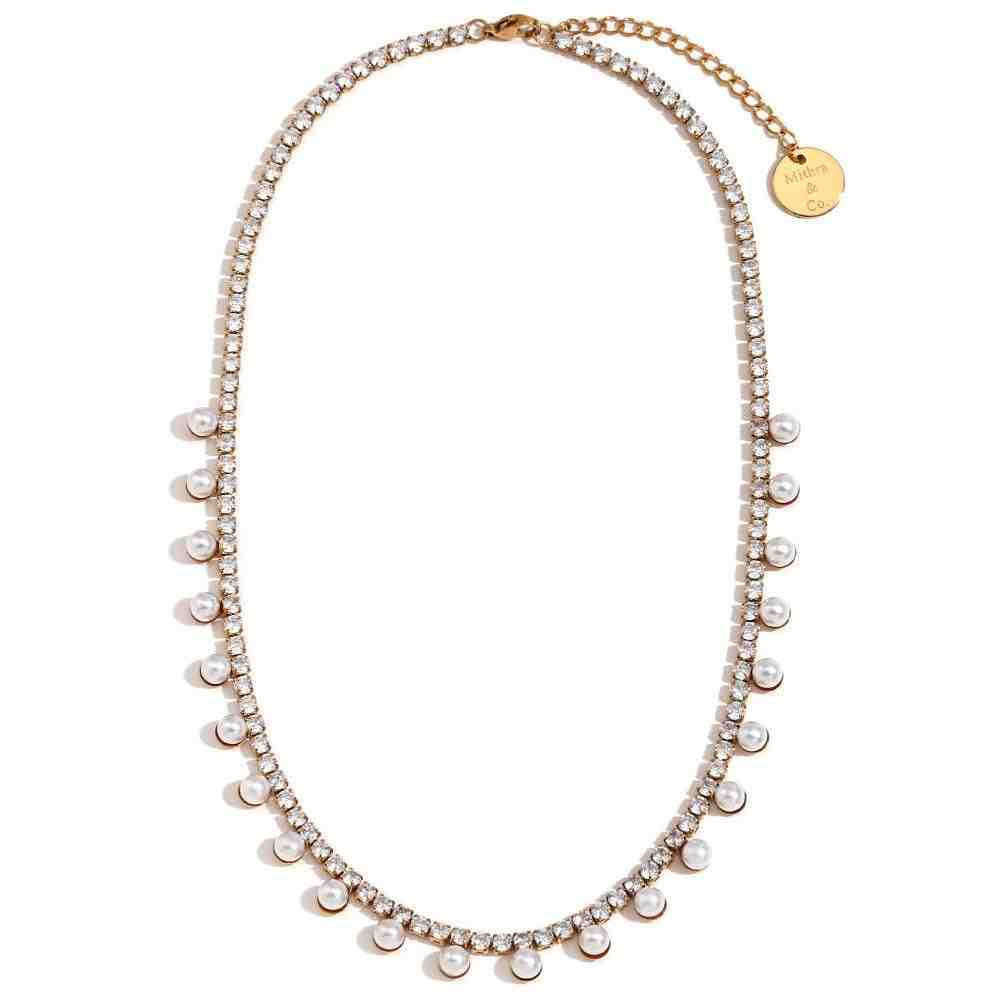 Buy White Pearl Necklace - 18k Gold Plated - Regal Emblem Online at Mithra and Co.