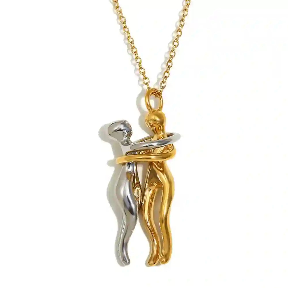 You & Me Couple Hug Necklace - Shop 18k Gold Plated Artificial Jewelry.