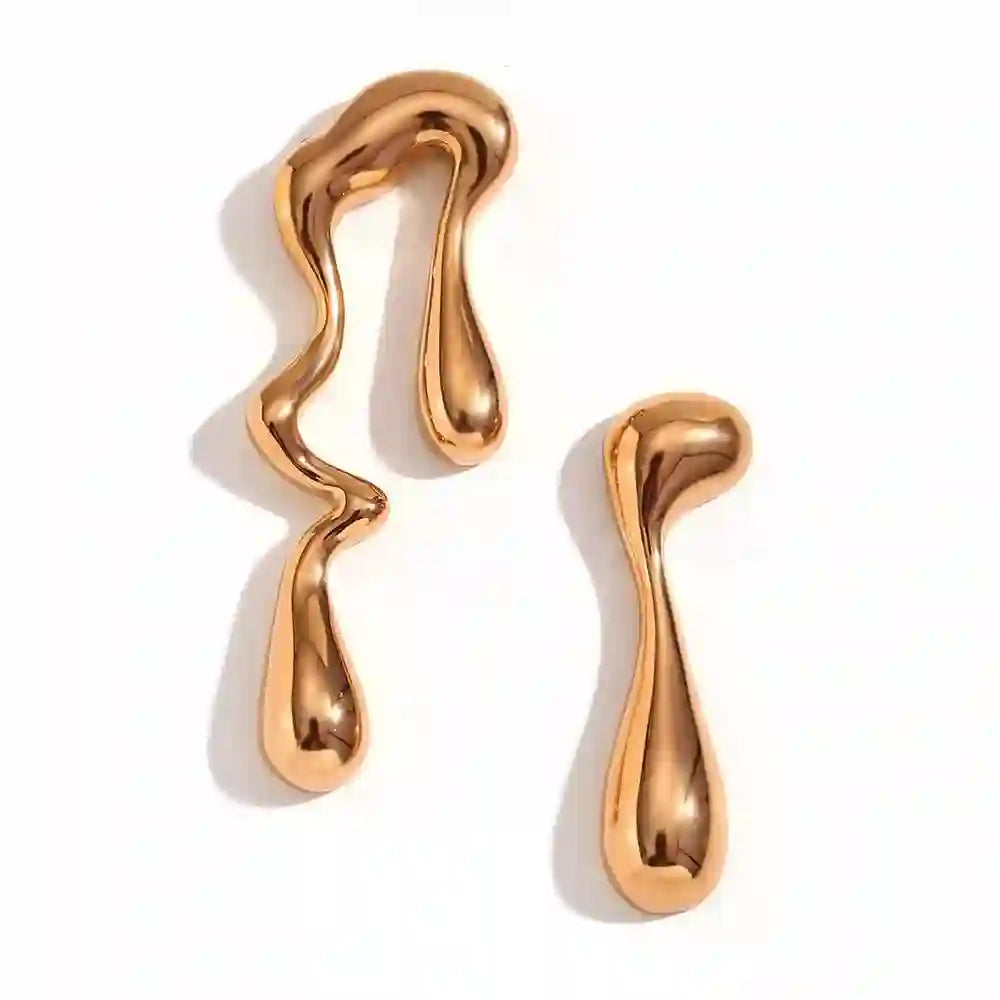 Shop 18Kt Gold Plated waterdrop chunky studs earrings online at Mithra and Co.