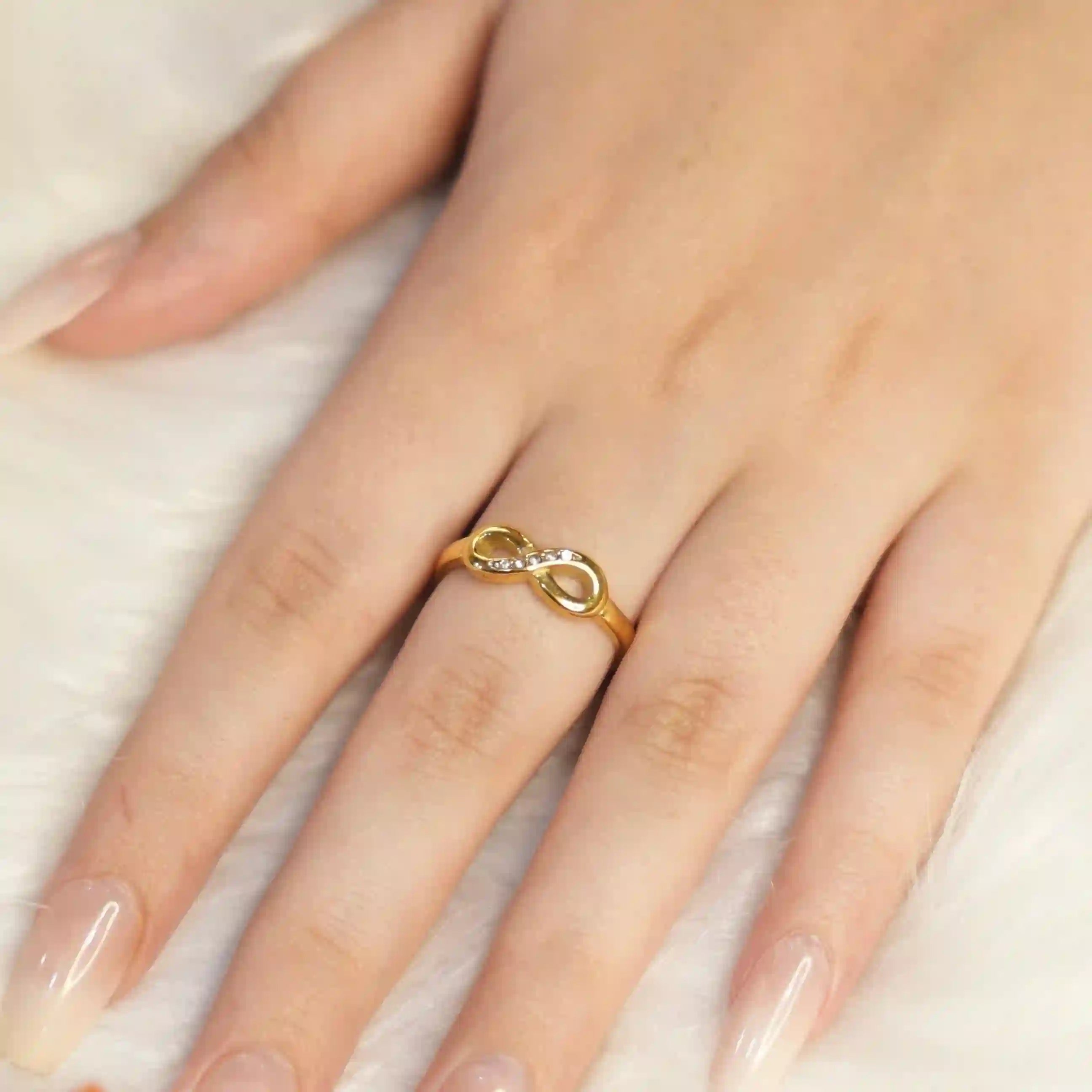 Infinity ring. SHop 18k gold plated jewellery Online at Mithra and Co.