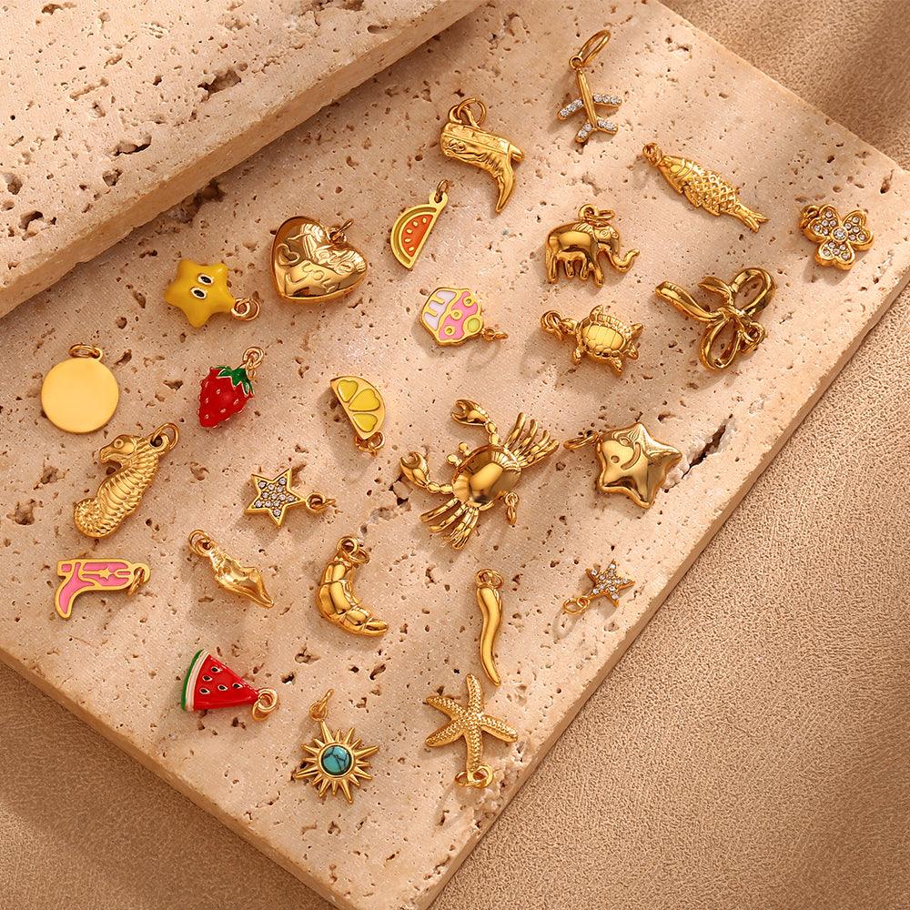 18k Gold Plated Necklace Charms. Buy at Mithra and Co.