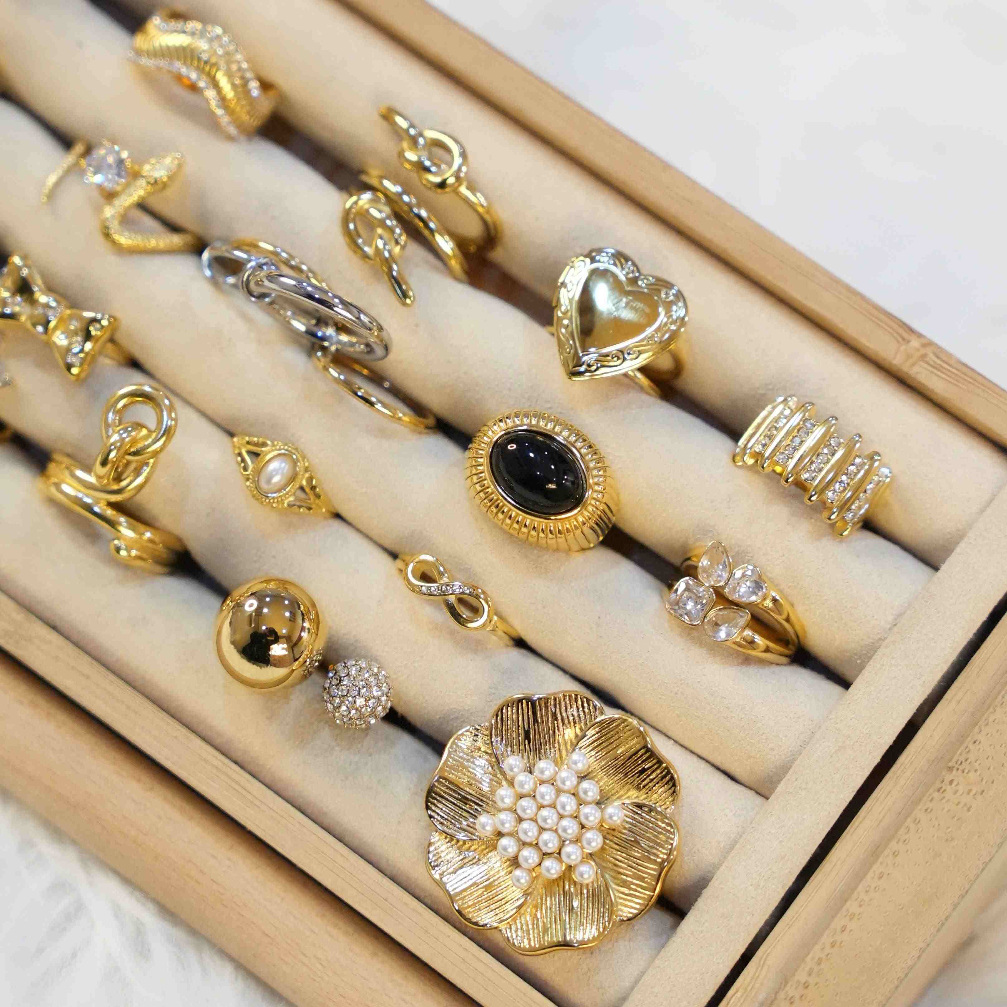 18k Gold Plated Pearl Engagement Rings. Shop Online at Mithra and Co.