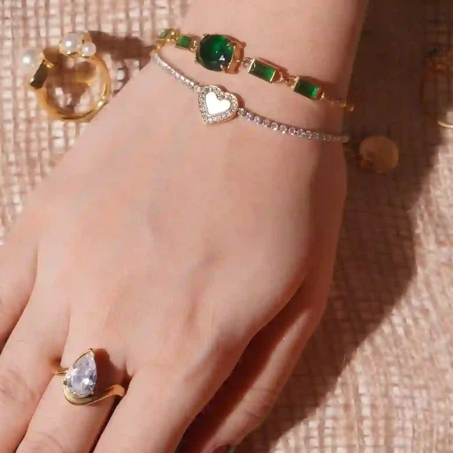 Girl wearing Gold Plated Heart Bracelet