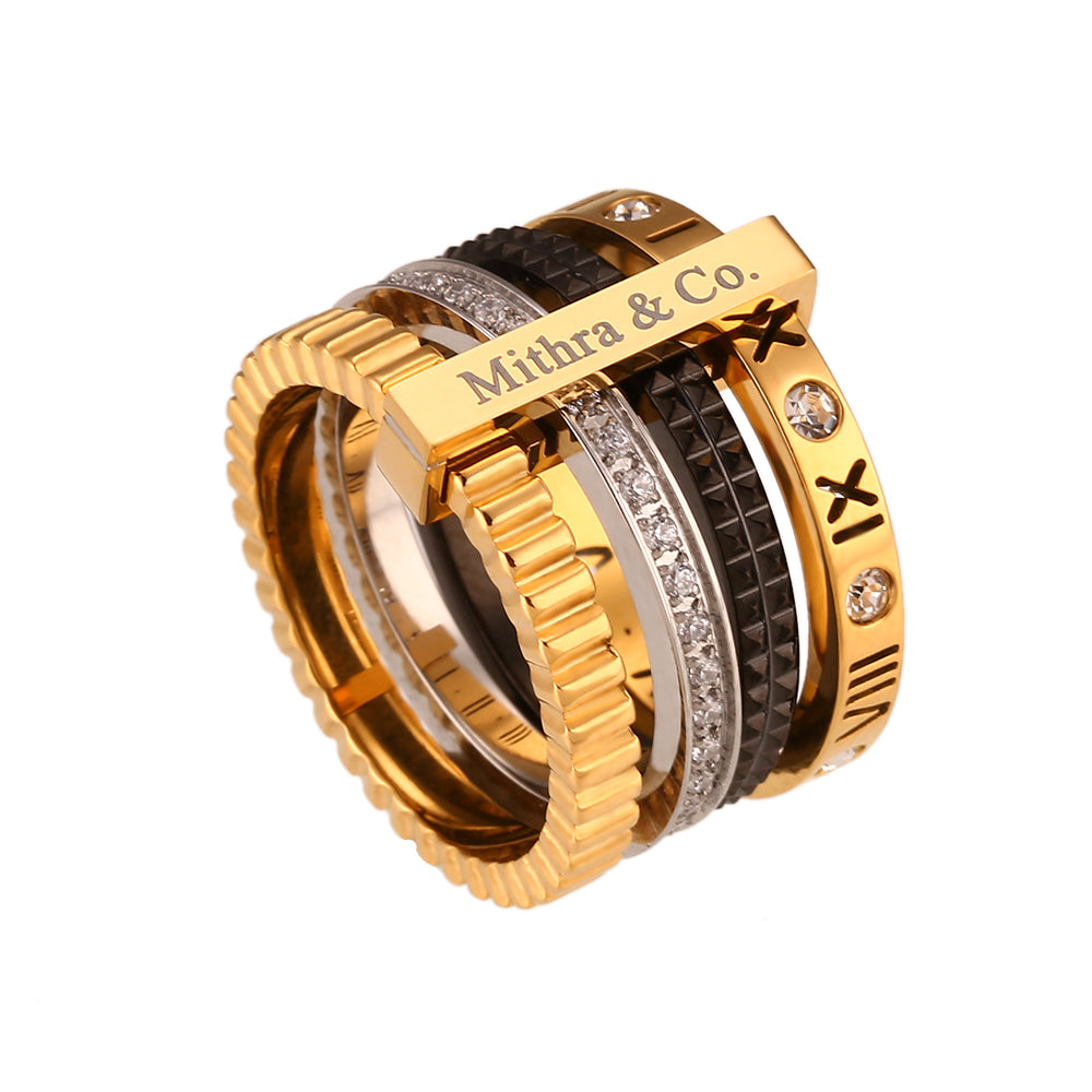 Buy 18 Gold Plated Stackable rings Online at Mithra and Co.