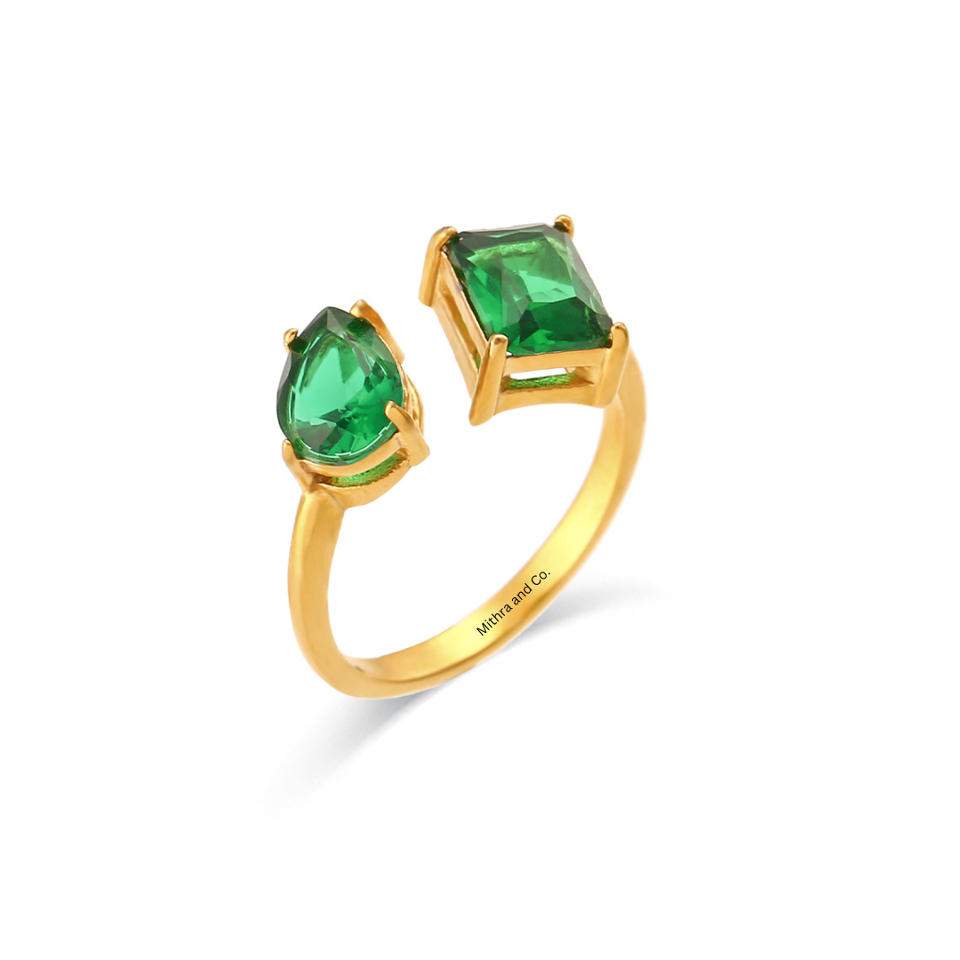 Emerald Pear Open Ring