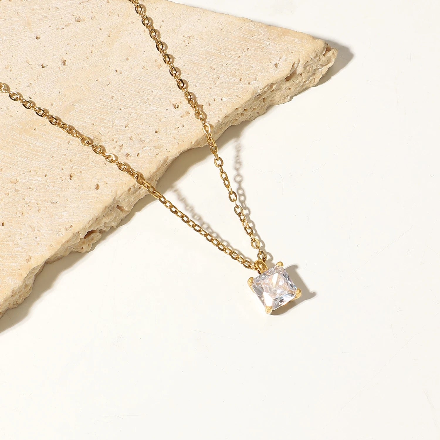 Crushed ice square necklace