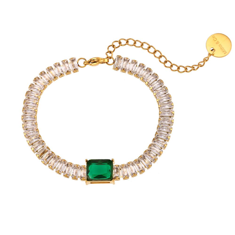 Emerald Bracelet - 18k Gold plated. Shop at Mithra and Co.
