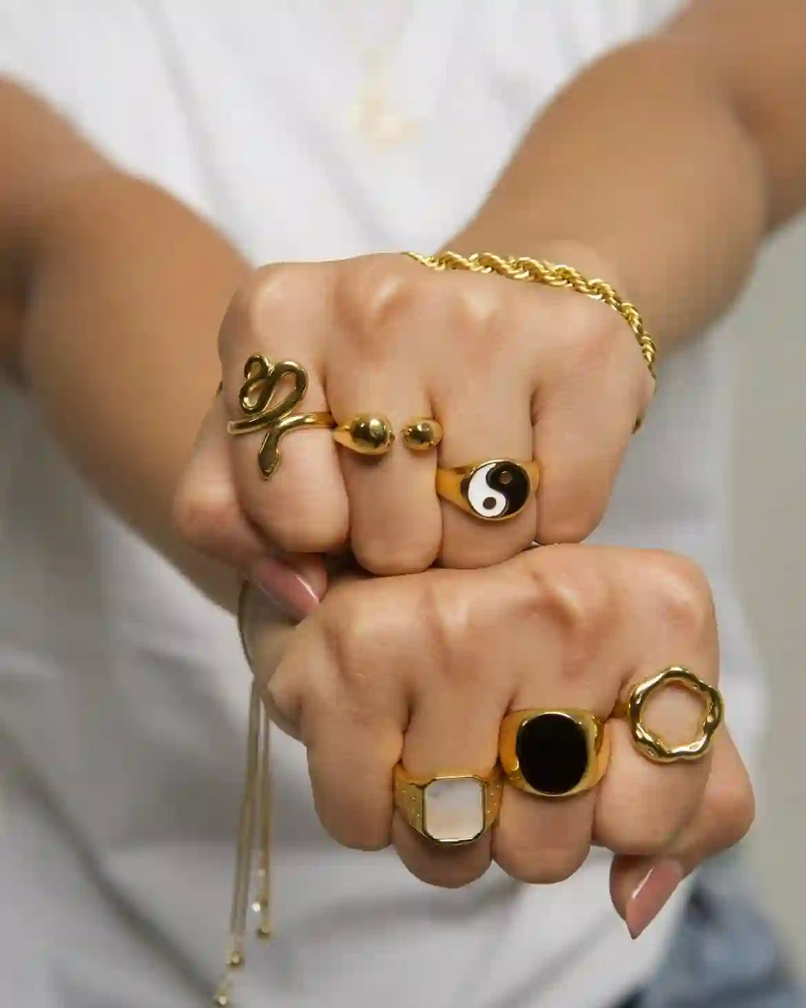 18k Gold Plated Rings watch band style, yin yang style, snake desing, and other style rings.
