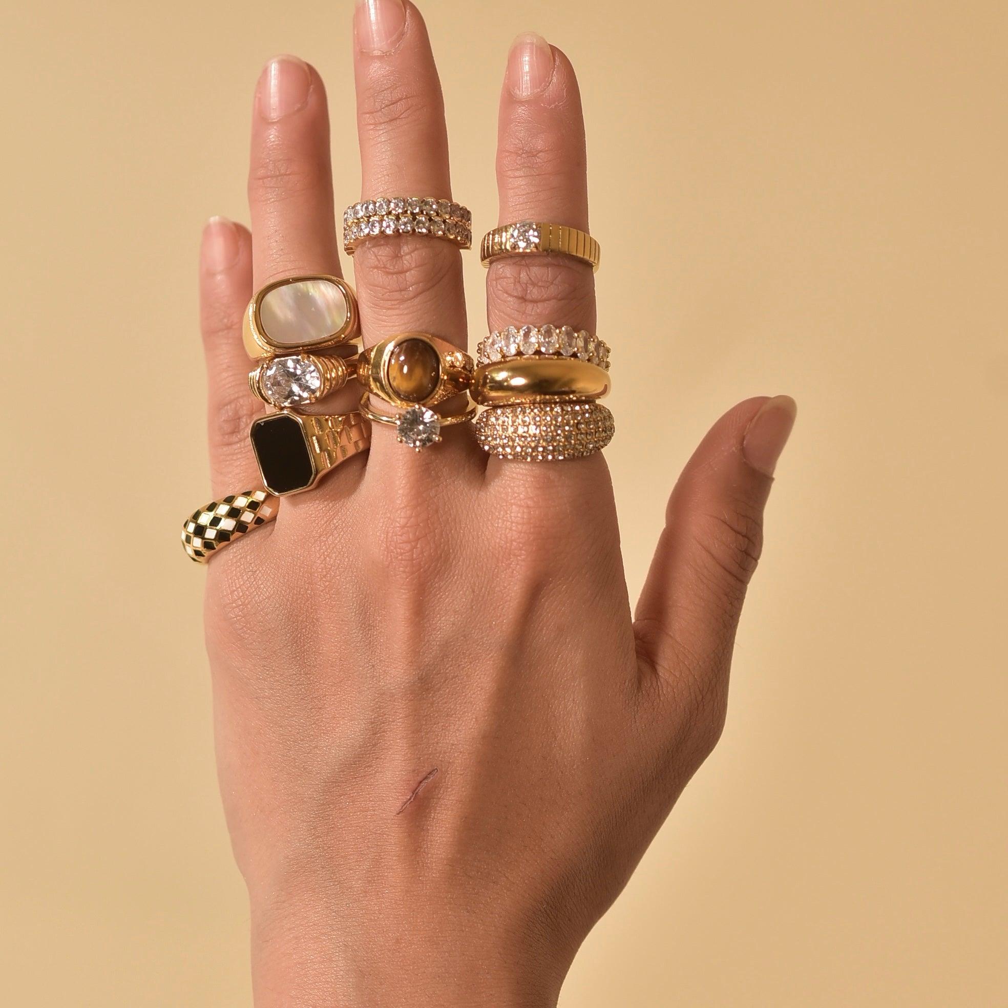 Buy Waterproof 18k Gold plated Bowie Ring at Mithra and Co.