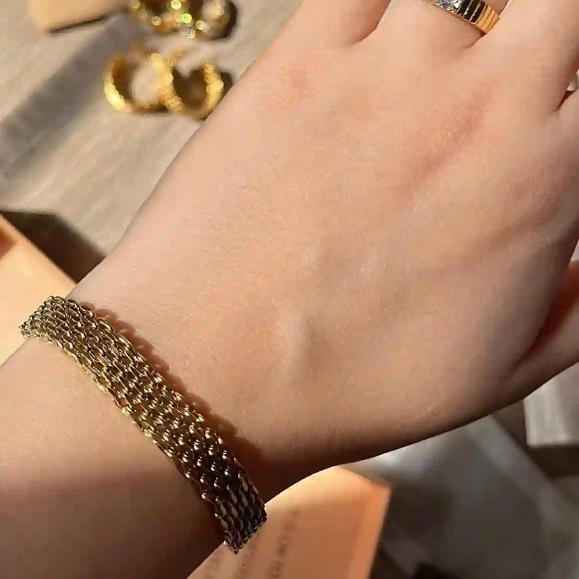 Wrearing 18k gold plated Bracelet, Buy at Mithra and Co.