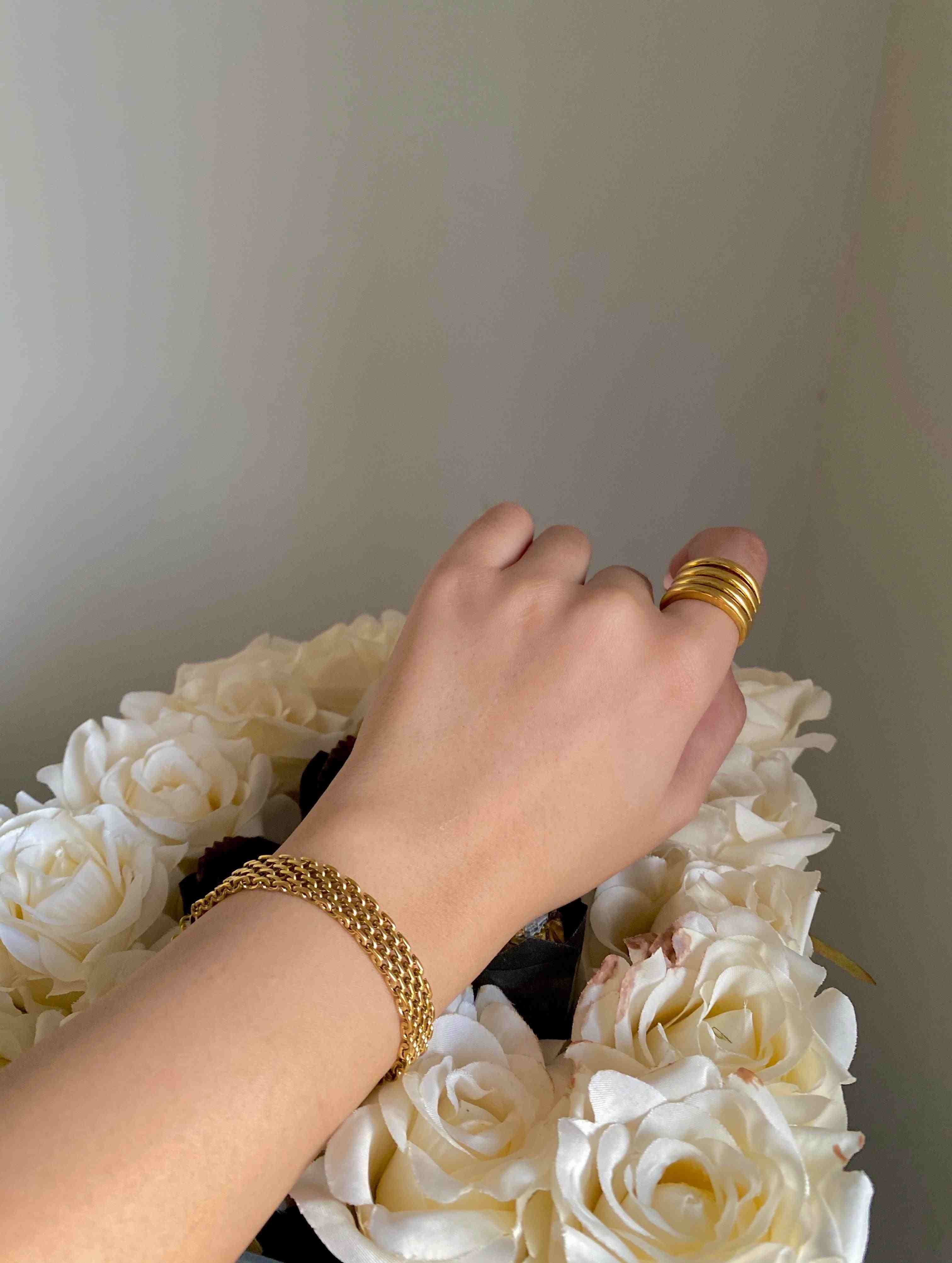 Wrearing watrproof, gold plated Bracelet, Shop at Mithra and Co.