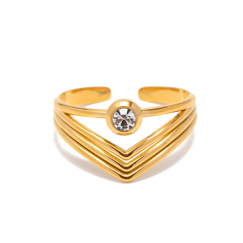 Buy V Shape Ring - Aurelith 18k Gold Plated Online at Mithra and Co.