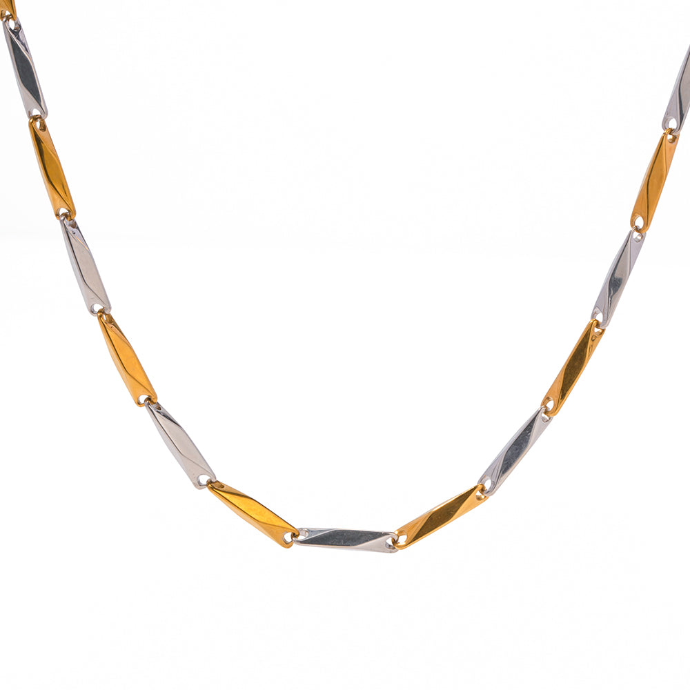 Buy Bar and Link Chain 18k Gold an Silver plated Necklace at Mithra and Co.
