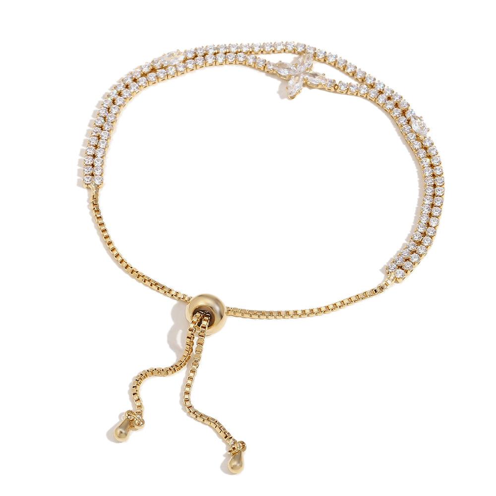 Crystal link - Gold plated Tennis Bracelet. Shop at Mithra and Co.