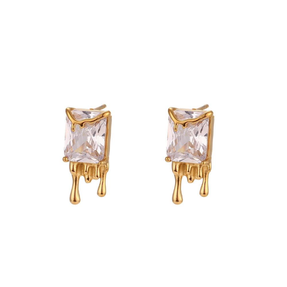 Shop 18k Gold Plated Liquid Gold Earrings - Dripping Studs Online at Mithra and Co.