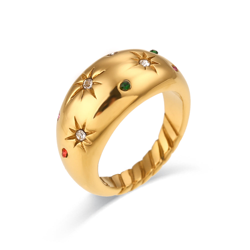 Buy Nysera - 18k Gold Plated Star Dome Ring at Mithra and Co.