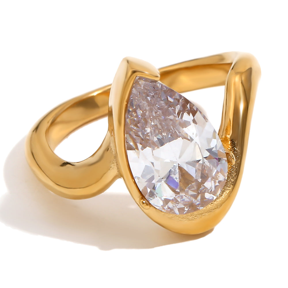 Buy Zirconia Ring - Ezmera. 18k Gold Plated at Mithra and Co.