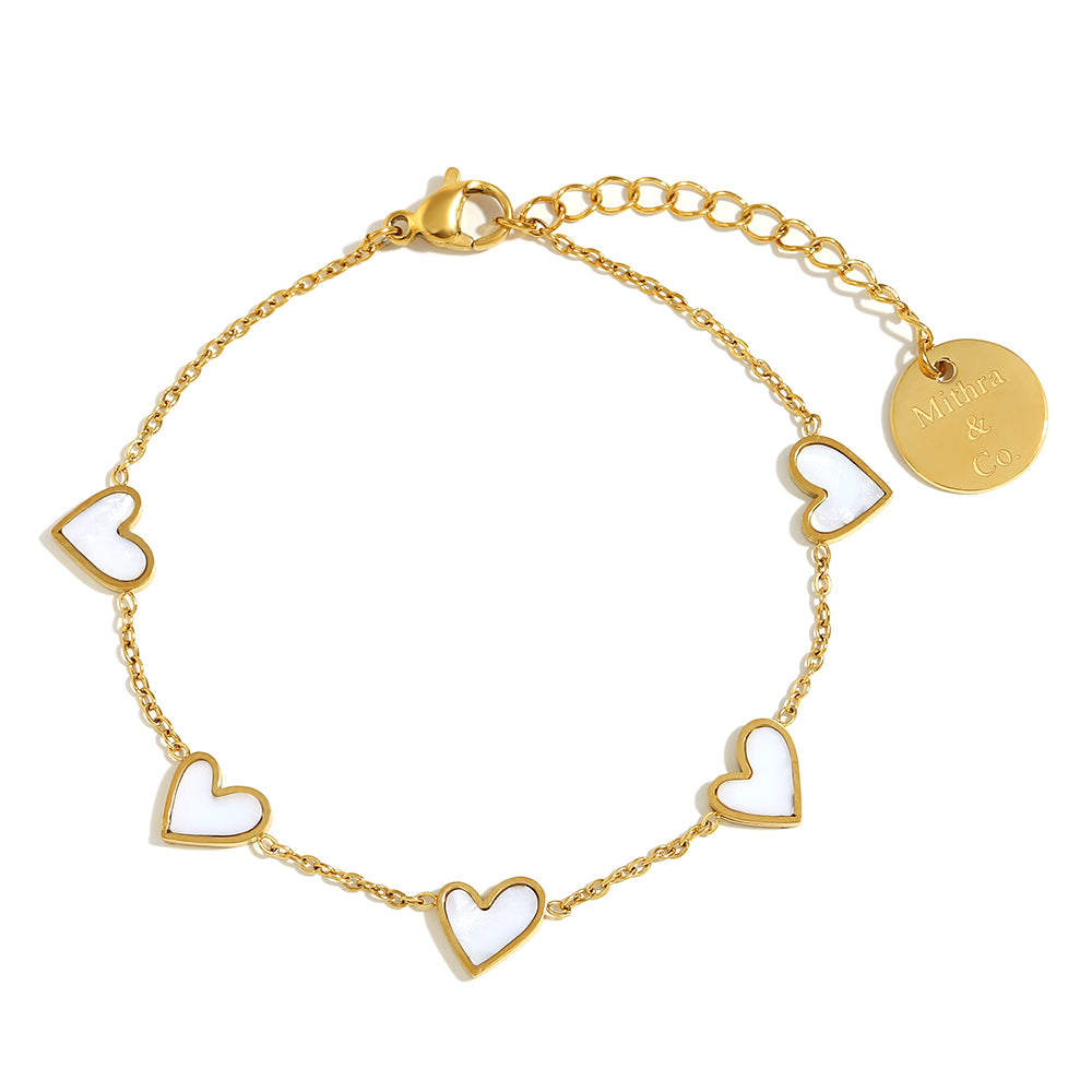Shop Lovelet - A Tennis bracelet with Hearts. 18k Gold Plated Online at Mithra and Co.