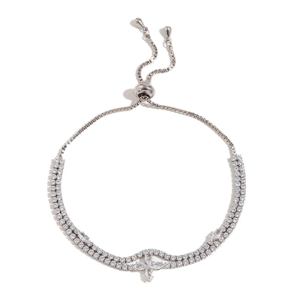 Crystal link - Sterling Silver Tennis Bracelet. Buy Now at Mithra and Co.