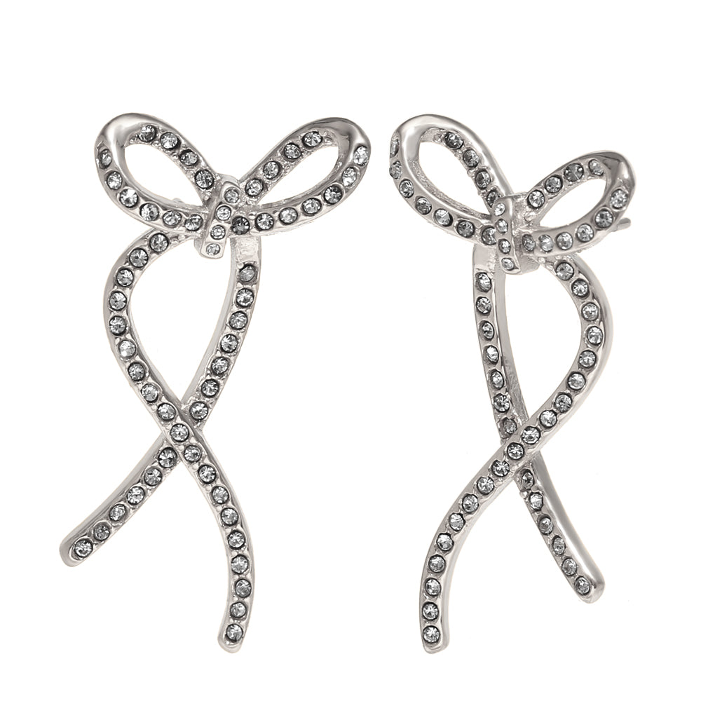 Shop Sculpted Elegance Bowtie Earrings Silver Plated Online at Mithra and Co.