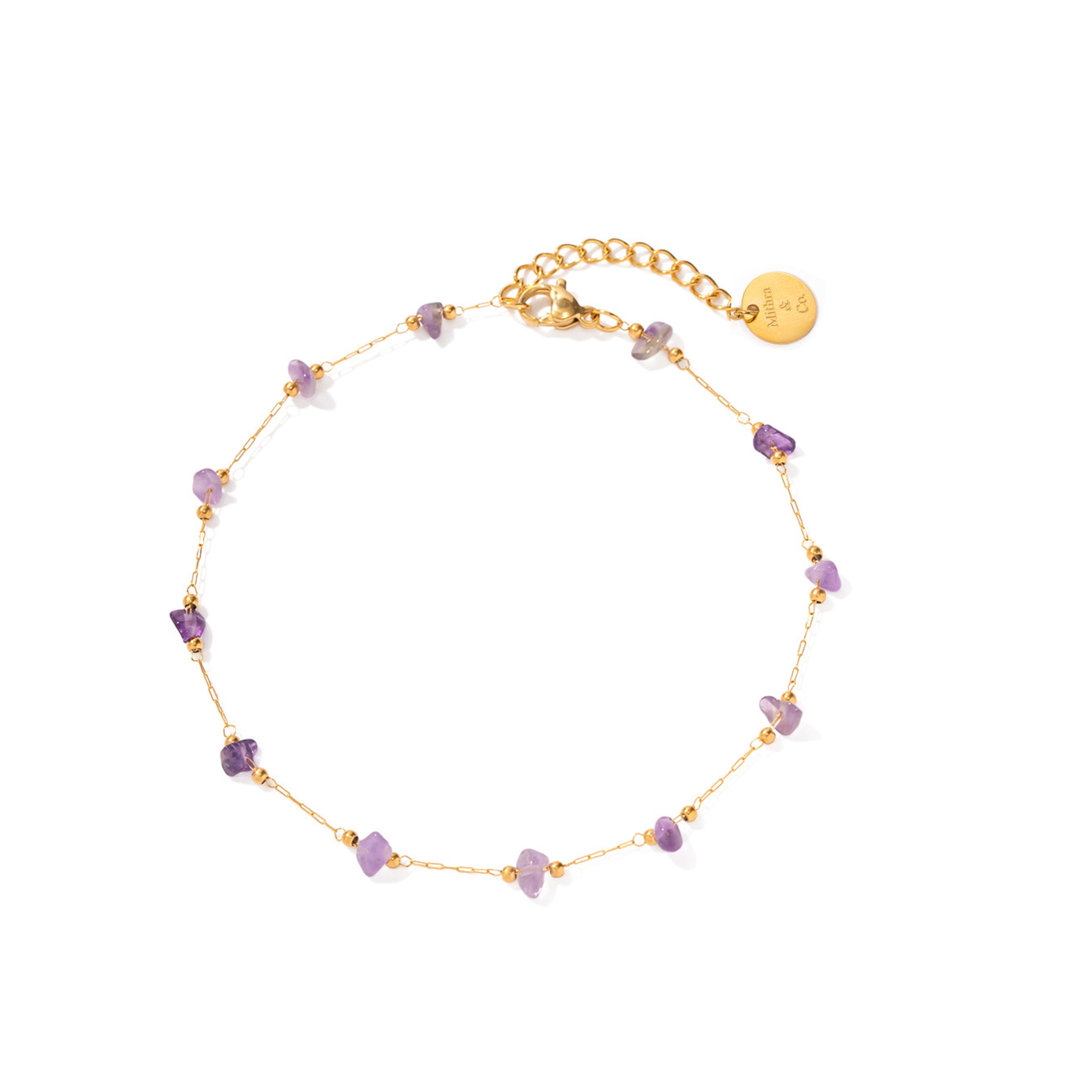 Shop Mithra and Co's 8k Gold Plated Pebble. Anklet Online.