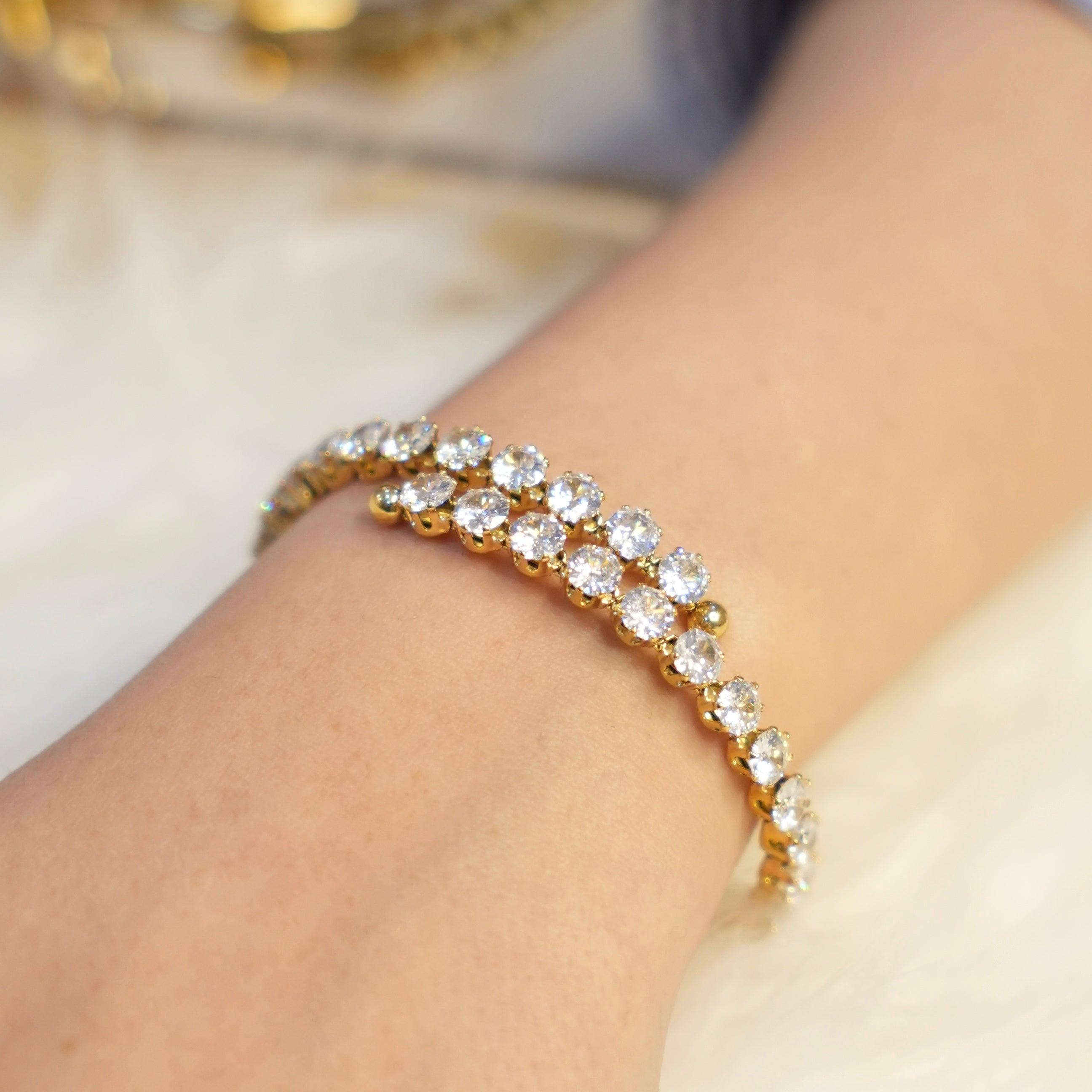 Waterproof 18k gold plated adjustable Radiant Allure Bangle.