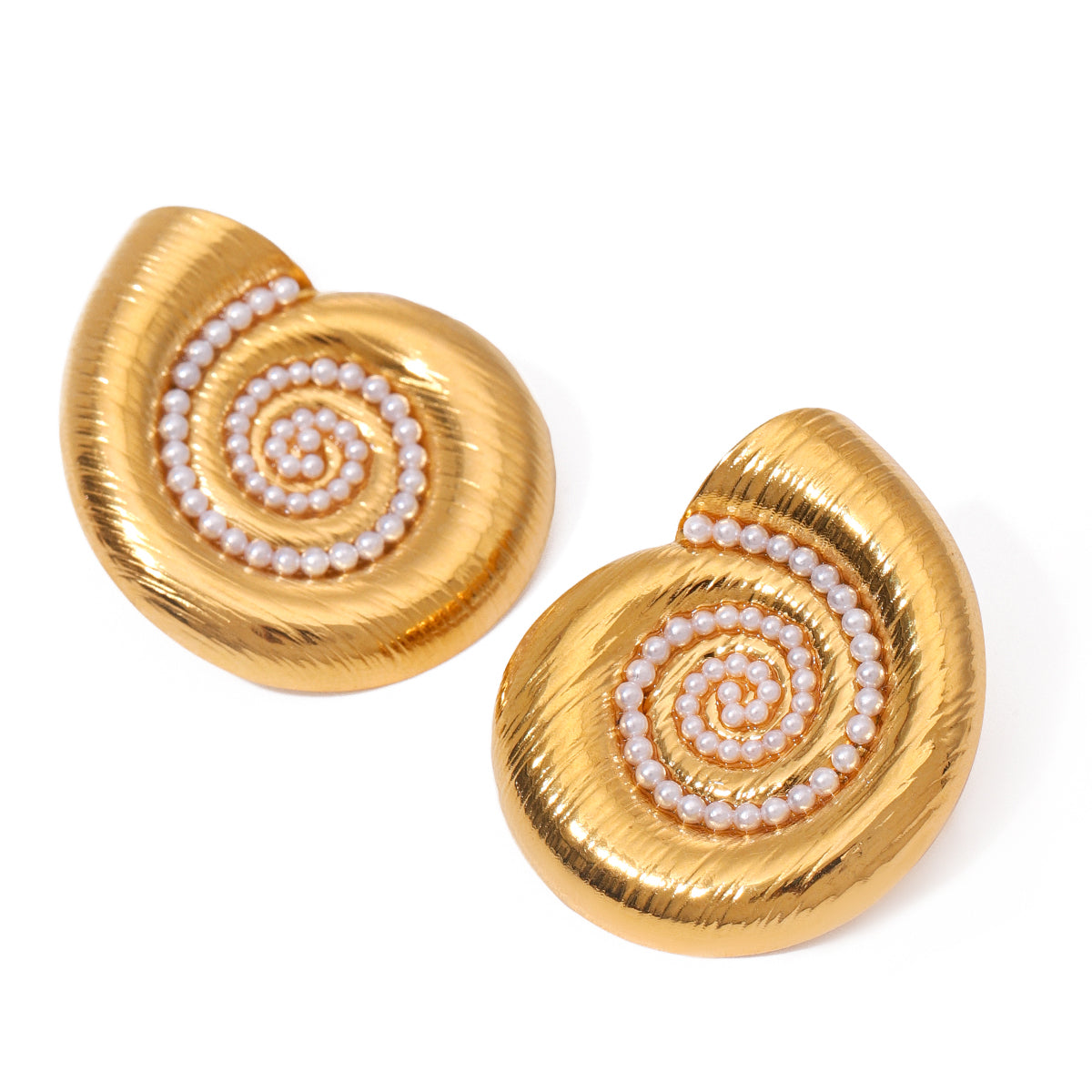 Buy Deluma- Seashell Stud Earrings. 18k Gold Plated at Mithra and Co.