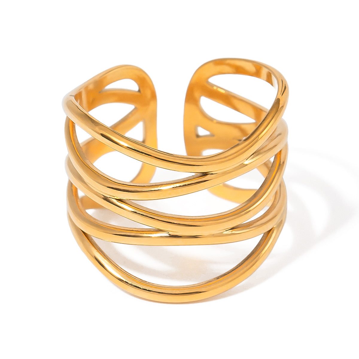 Shop 18k Gold Plated Stainless Steel Ring - Strata at Mithra and Co.
