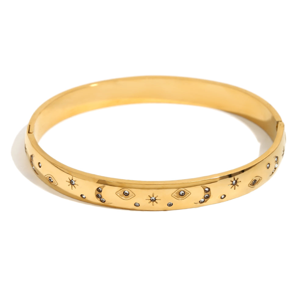 Buy Galaxy Design Bracelet - Galata Cuff Bangle Online - 18k Gold Plated at Mithra and Co.