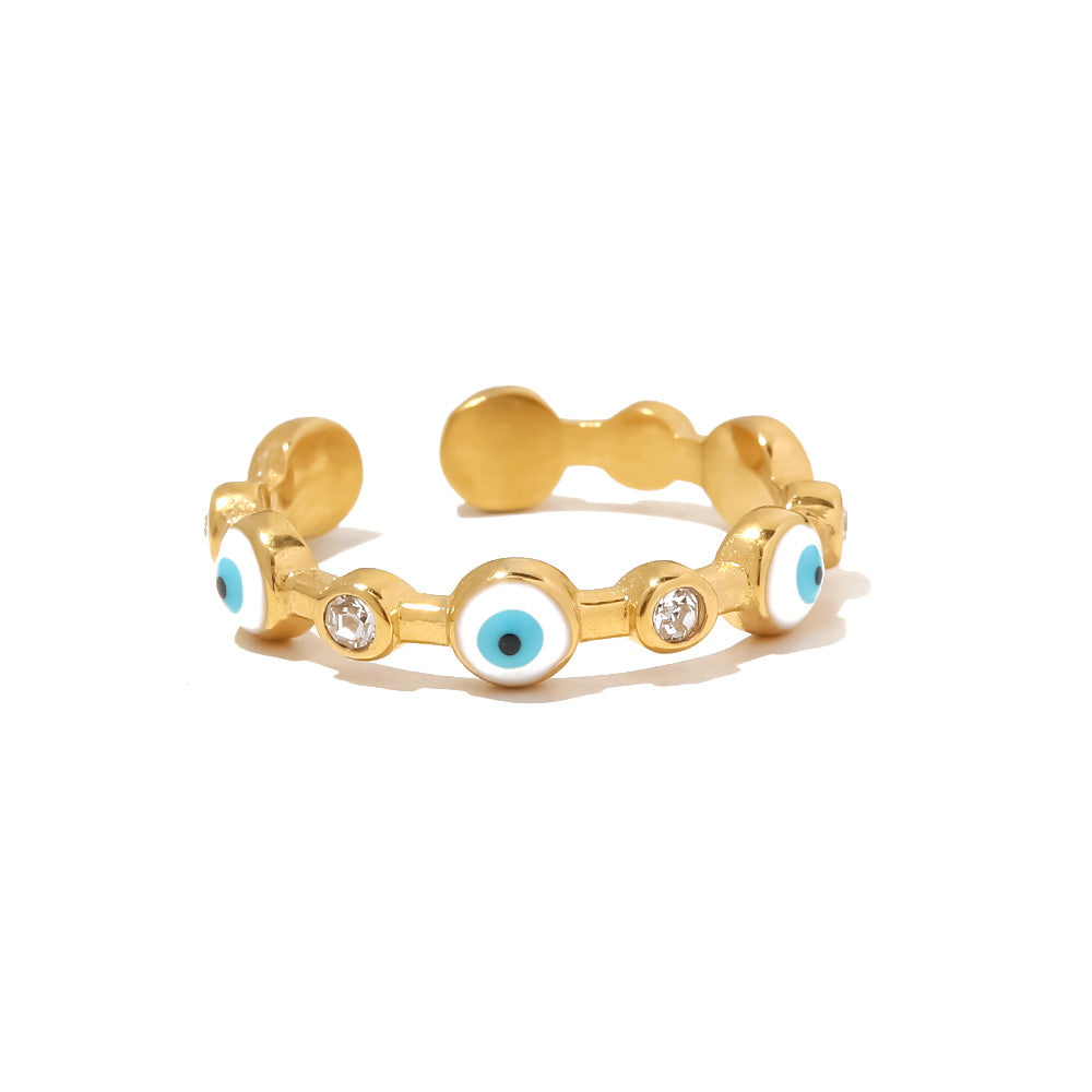 Buy Noor- Evil eye ring gold plated 18k at Mithra and Co.