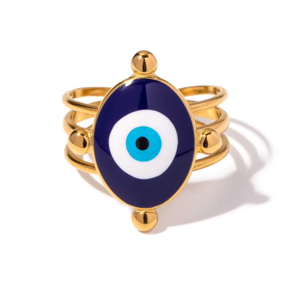 Buy Talisman Evil Eye - Adjustable Ring Nazar Shield. Gold Plated Online at Mithra and Co.