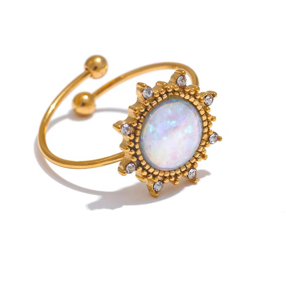Buy White Opal Ring for women. 18k Gold Plated Ring at Mithra and Co.