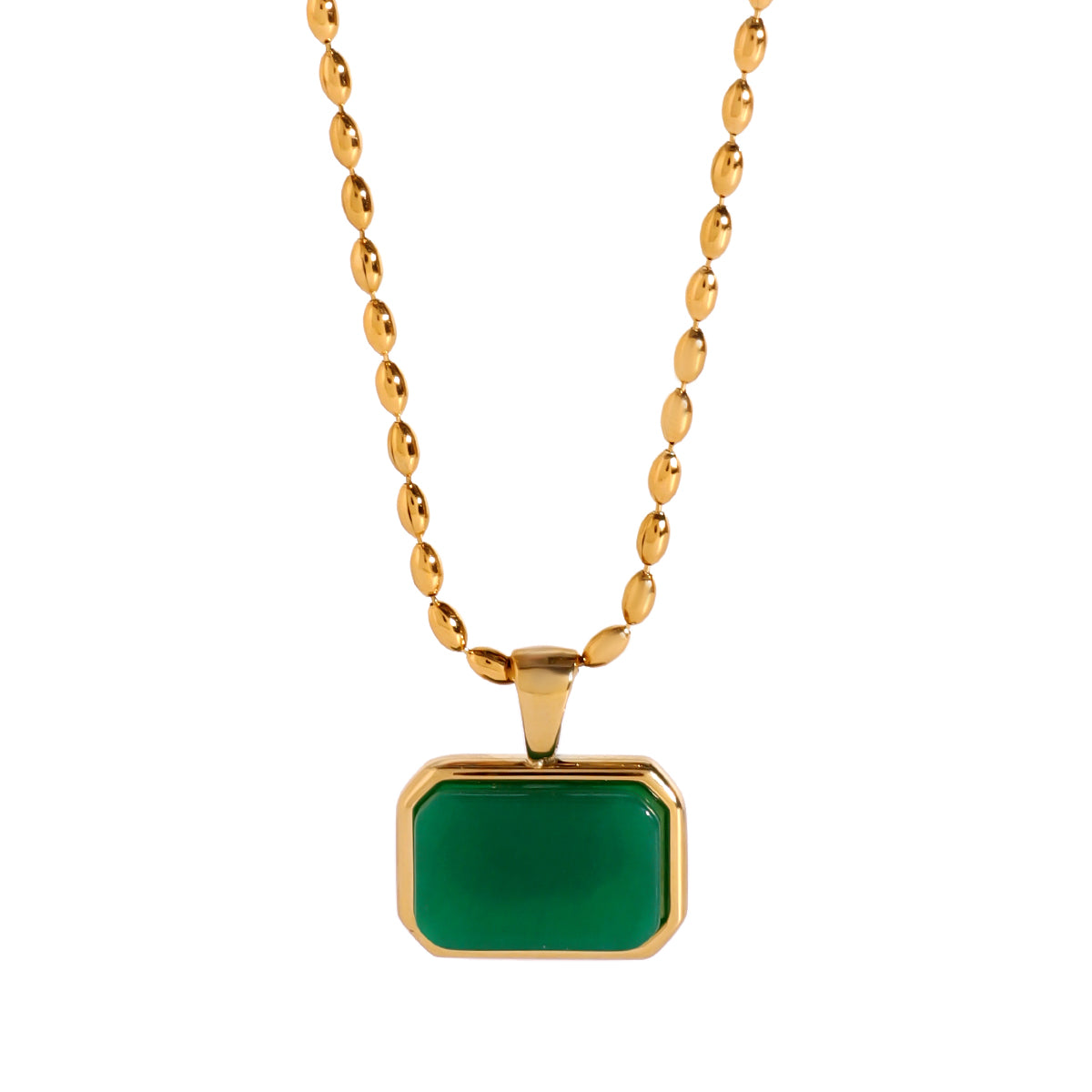 Green Beaded Locket. 18k Gold Plated Necklace at Mithra and Co.