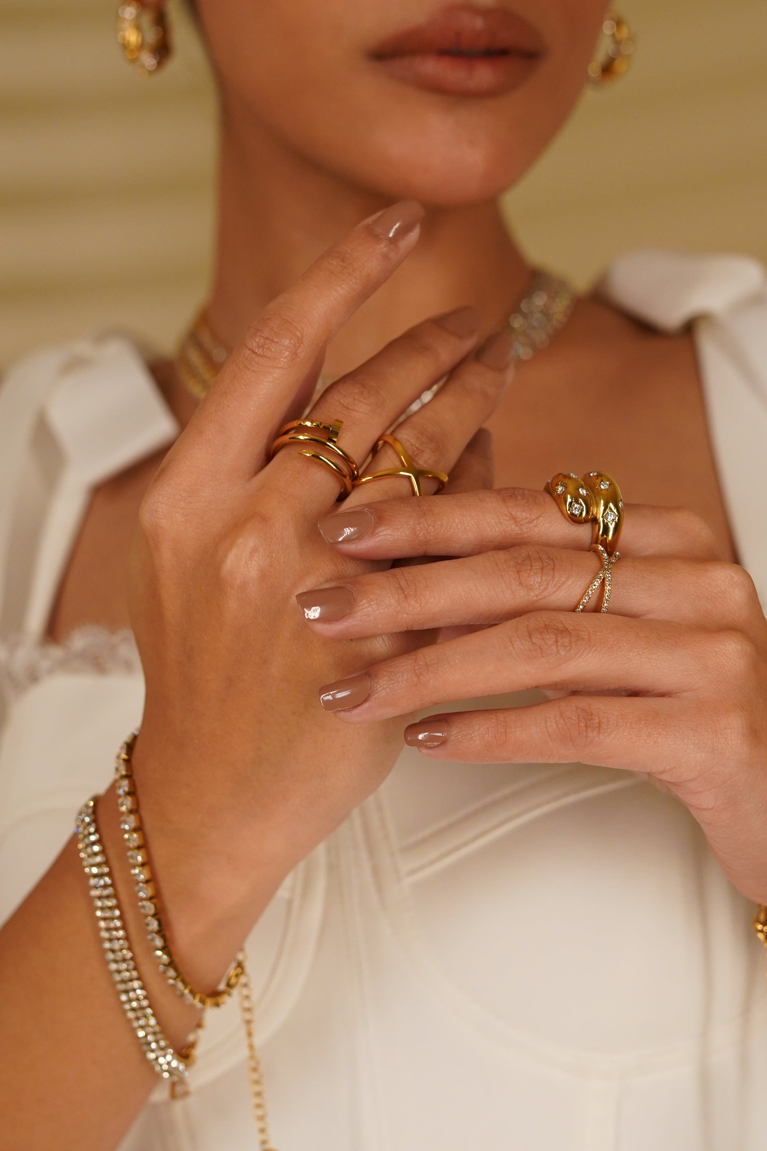 Celine Cross Studded Ring